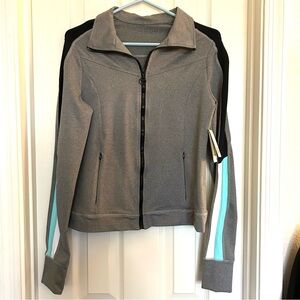 NWT TRINA TURK RECREATION Gray Jacket with Striped Sleeves Women’s Small